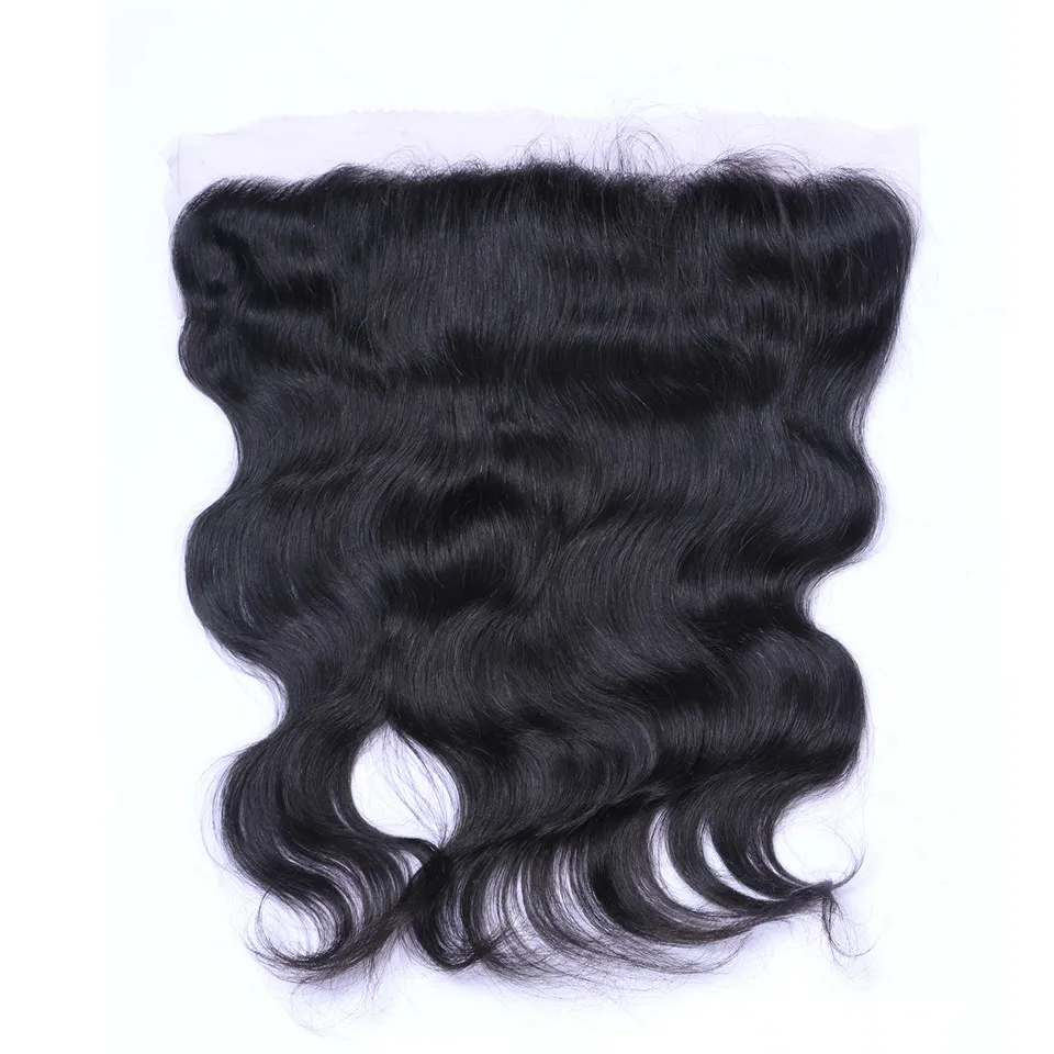 Kroppsvåg Mänskligt hår 13x4 Lace Frontal Closure Pre Plocked Naturliga hårlinjeförslutningar