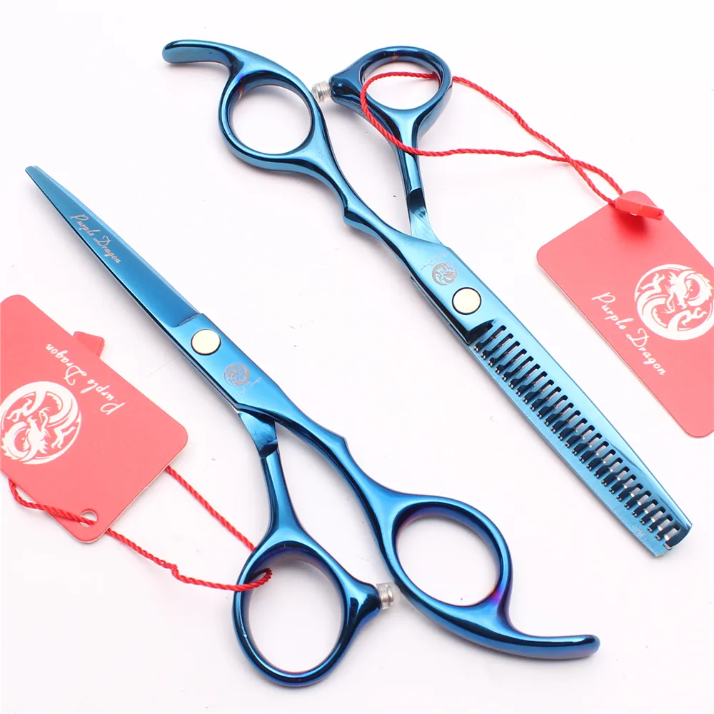 Z1005 5.5 "JP 440C paarse Dragon Blue Professional Menselijk Haarschaar Kapper Kappers Schaar Snijden of Dunner Shears Style Tools