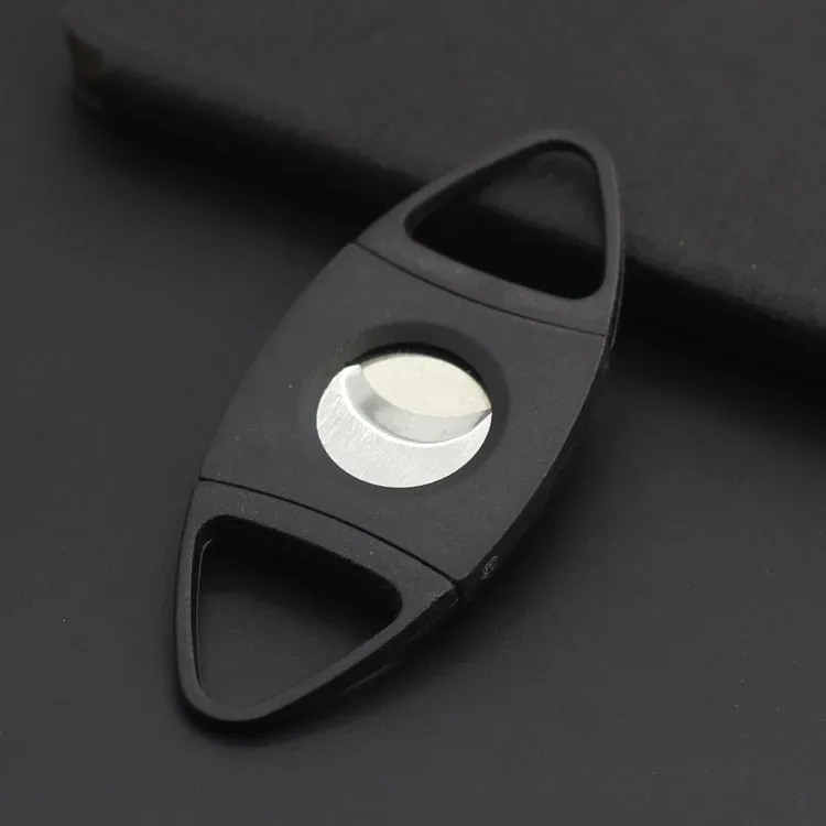 Pocket Plastic Stainless Steel Double Blades Cigar Cutter Knife Scissors Tobacco Black Free DHL In Stock WX-C22