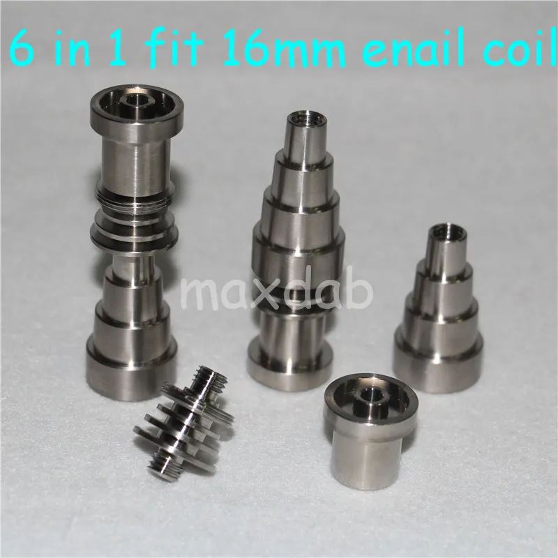 Ferramentas de mão Titanium Nail Kit GR2 Domeless 6 em 1 10mm 14mm 19mm Bongo conjunto de ferramentas de carboidrato Cap Dabber Frasco de Slicone para tubos de água de vidro