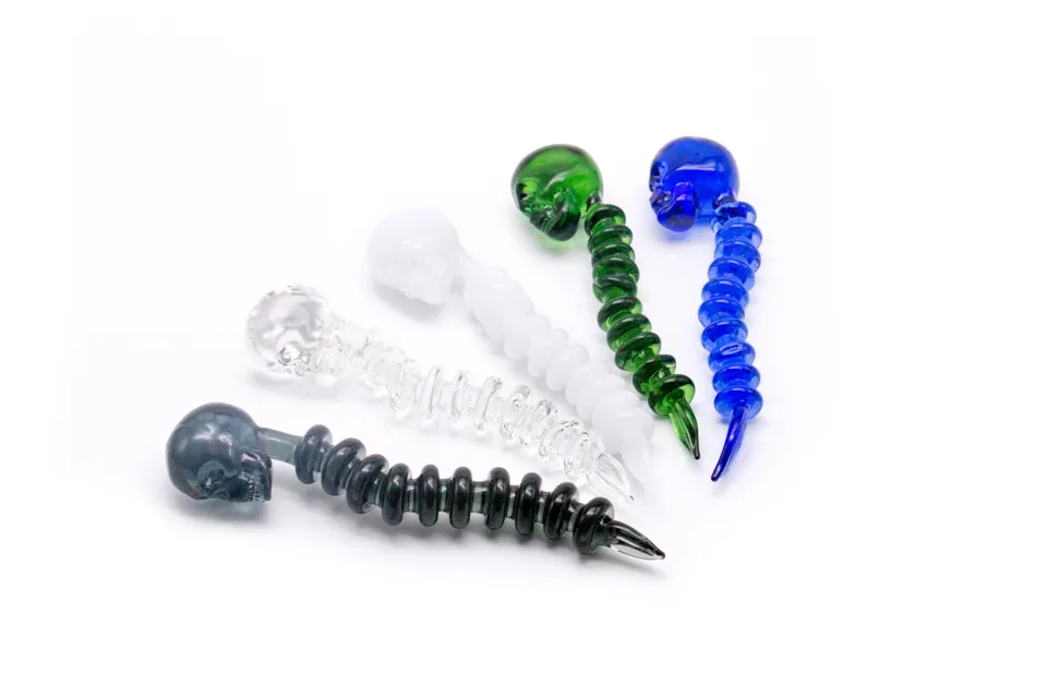 Hookahs Curved Skull Glass Dabber Carb Cap com 5 cores Dabbers Função Quartz Banger Nail