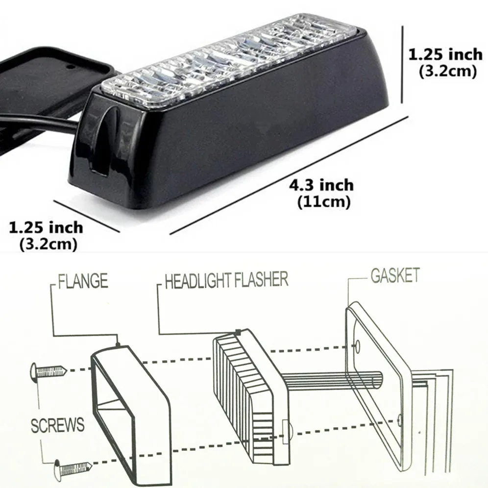 Luz de baliza de emergencia para coche de 4 LED, 12 V, intermitente, 4 W, 12 V, 24 V, luz estroboscópica LED para camión de peligro de ajuste universal, rojo, azul, ámbar, blanco 4137160