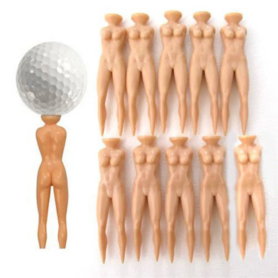 ALLEEN 10 stks Novelty Joke Naakt Lady Golf Tee Plastic Praktijk Training Golfer Tees GRATIS verzending