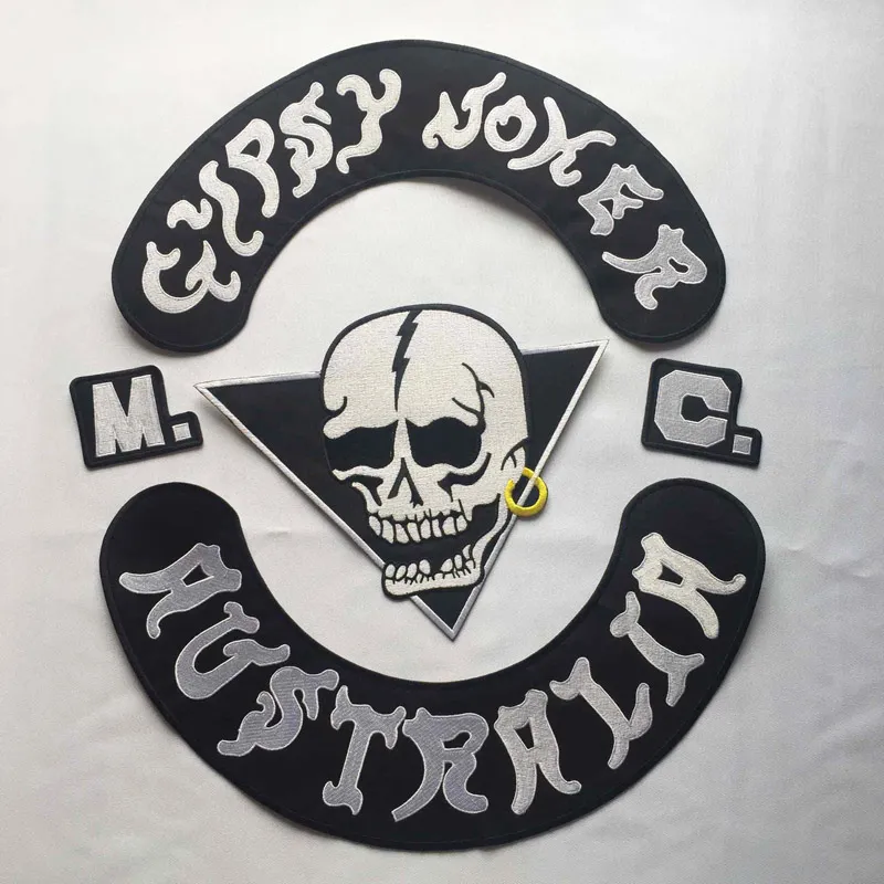 Mode GYPSY JOKER AUSTRALIEN MC Club Biker Weste bestickt Patch Eisen auf voller Rückseite der Jacke Motorrad Patch kostenloser Versand