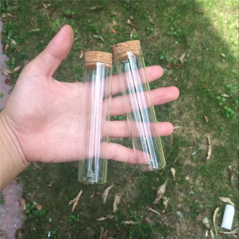 Whole- 30 120mm 60ml Glass Bottles Vials Jars Test Tube With Cork Stopper Empty Glass Transparent Clear Bottles 24pcs lot1221Z