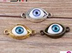 Bezpłatne 100 sztuk Bronze Silver Plated Evil Eye Charms Connectors Punk Art 30x15mm