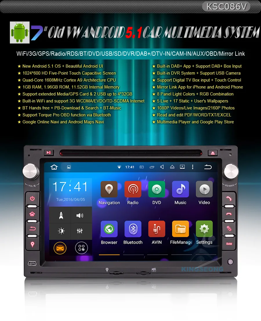 Radio de coche con reproductor de DVD/CD de 6.5 pulgadas pantalla táctil HD  Mirrorlink coche estéreo Bluetooth manos libres USB SD AUX FM soporte