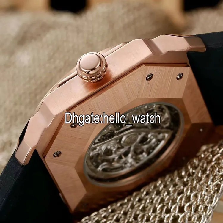 Новый 6 стилей octo finissimo tourbillon 102719 скелетоны автоматические мужские мужские часы Rose Gold Rubber Strap высококачественные джентльменные часы351V