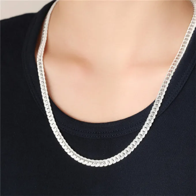 Silverplätering 6mm Snake Chain Men's Necklace Fashion Gold Perfect Men's Jewelry Hip-Hop Accessories2605