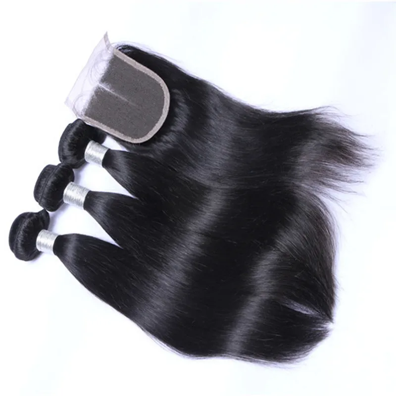 Brazillian Malaysian Silky Rak Body Wave Loose Wave Mänskliga Hårförlängningar 3 Bundlar Mänskligt Hår Buntar Peruvian Hair Weaves Closure