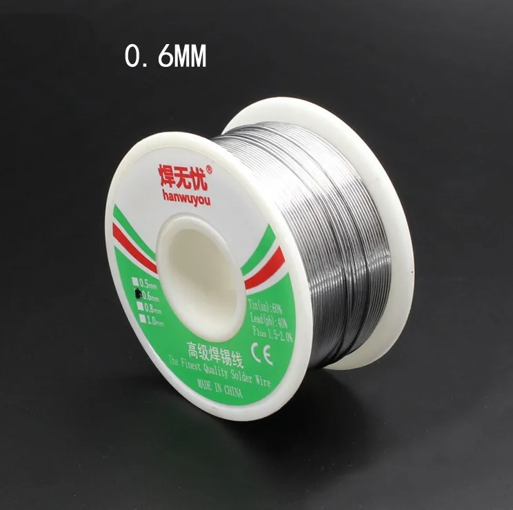 100g 63/37 Tin 0.5mm 0.6mm 0.8mm 1.0mm Rosin Core Tin/Lead 0.8mm Rosin Roll Flux Solder Wire Reel High Quality 55*28mm up