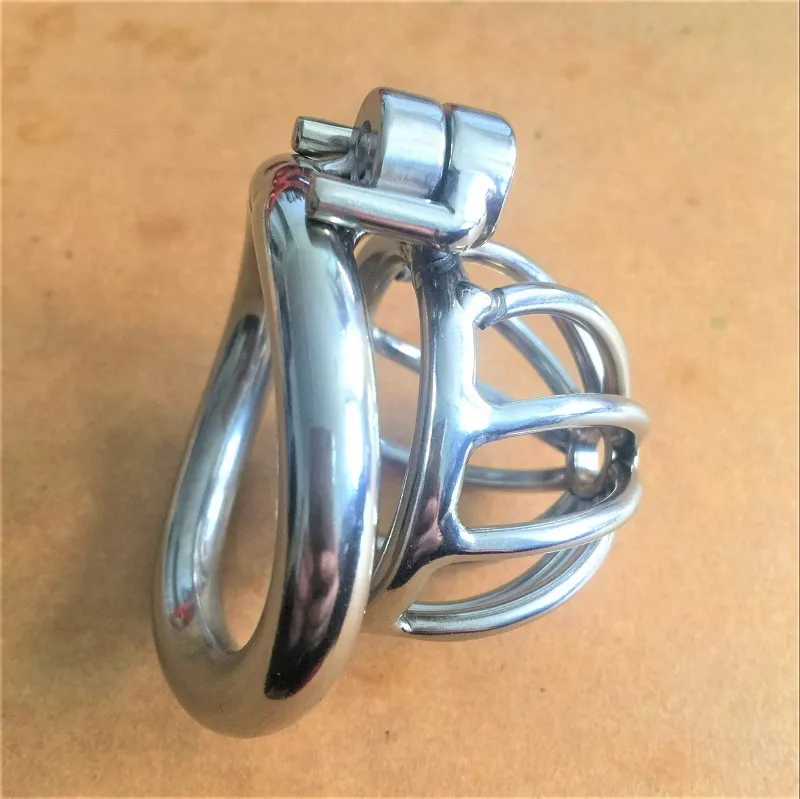 New Latest Design 45mm Length Super Small Male Cock Cage Bondage Device Peins Lock BDSM New Sex Toy Stainless Steel Belt7637122