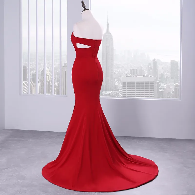 Vestidos de baile de sereia real de cetim vermelho sexy de cetim.