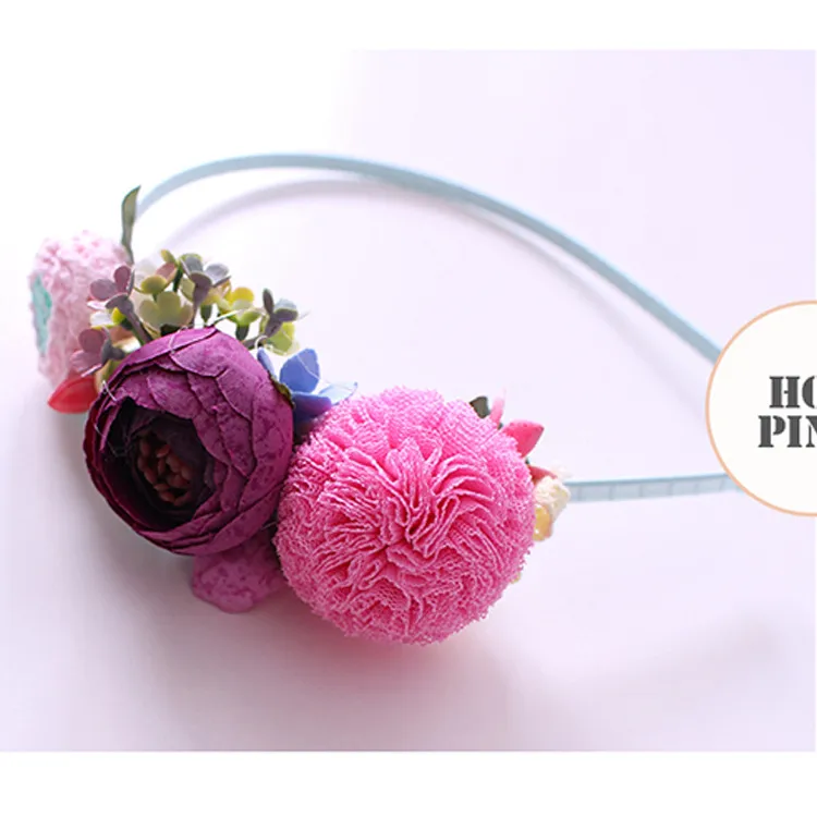 Niñas coreanas Diadema Flor Niños Palillos para el cabello Fiesta DIY Niños Aro para el cabello Princesa Diadema Accesorios de Halloween Flores Niña A7169