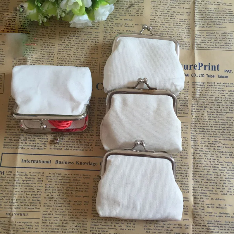 diy weiße reine Leinwand Brieftasche Mädchen kleine Münze Blankheit einfach Handwerk Geschenkkupplung Organizer Taschen Fahrkoffer handgefertigt