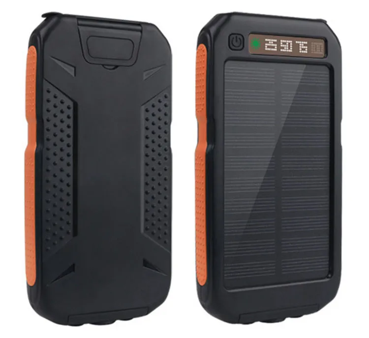 20000mAH 2 USB-port Solar Power Bank Charger Extern säkerhetskopiering Batteri med Retail Box för iPhone 7 Samsung S6Ege Mobiltelefon