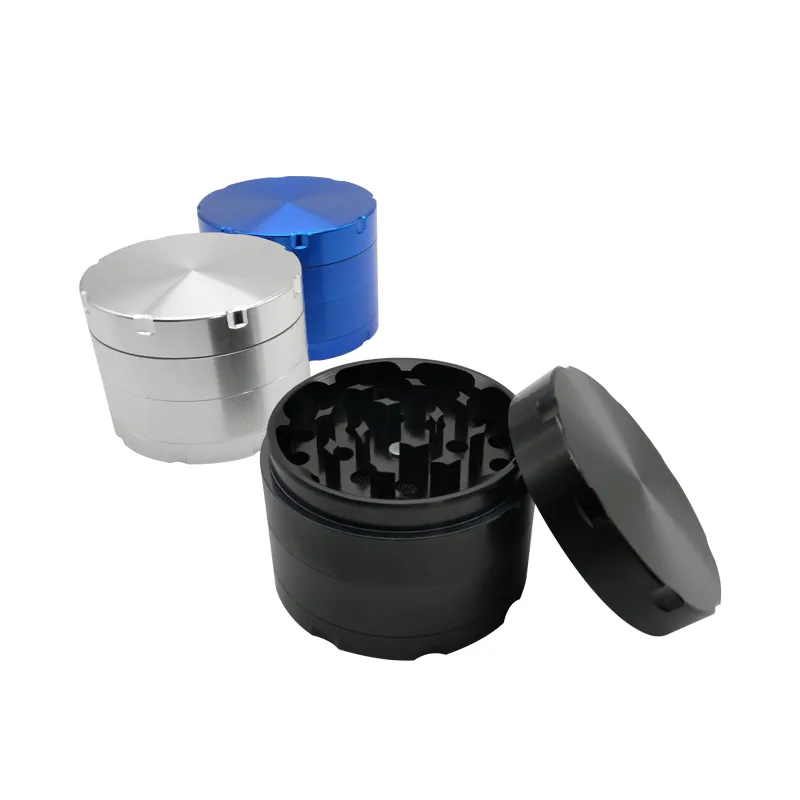 a luz de prata azul suave e durável 4 camadas 63mm moedor de liga de alumínio do metal Herbal Tabaco para fumar