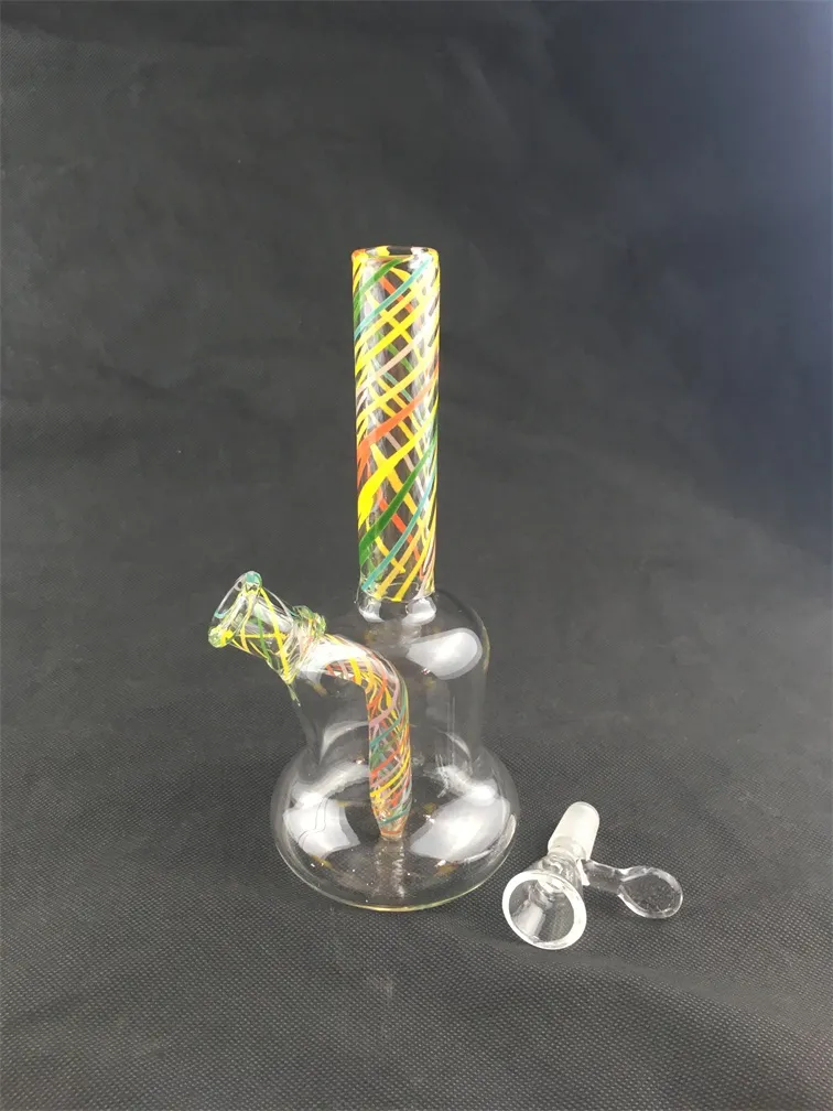 Glas Hookah Färg Grid Stripe Oil Rig Bong, Rökning Rör, 14mm Joint Factory Outlet