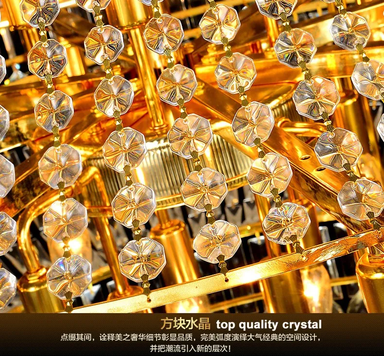 LED Modern Gold Crystal Chandeliers Lighting Fixture American Large Chandelier Droplight European Home Indoor Hotel Restaurant Big Crystal Lamp D140cm