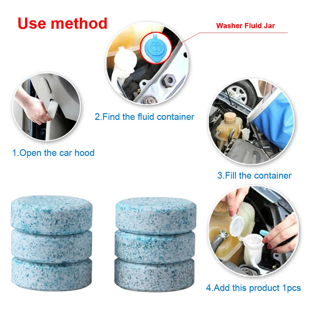 Car Windshield Compact Glass Washer Clean Cleaner Effervescent Tablets Detergent Solid Wiper Instant Windshield Washer