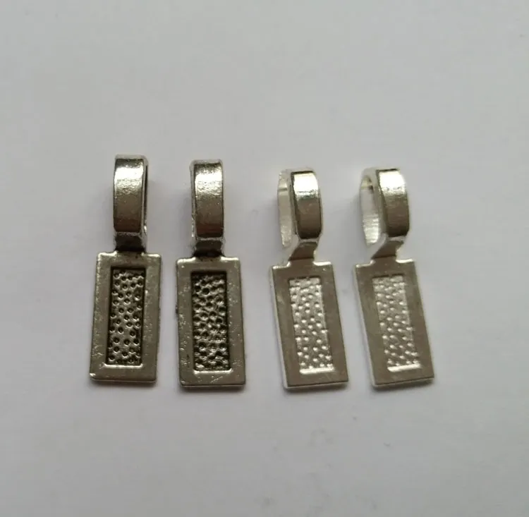 Étiquette plaquée argent à la mode, pendentifs rectangulaires sur caution, pour bijoux à bricoler soi-même, collier pendentif 24.7x7.4mm (0.97 "x 0.29"), 1000