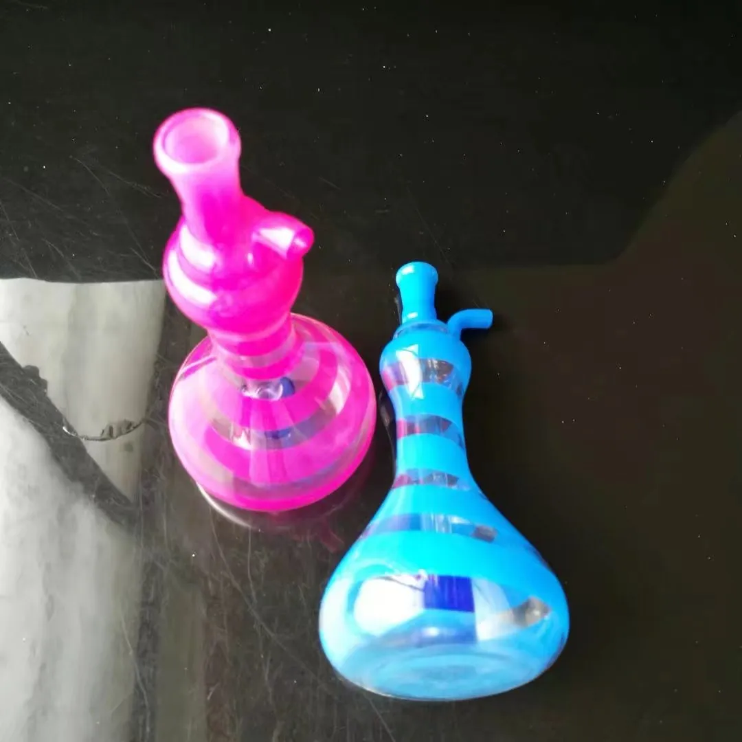 Twee kleurenbar kalebas potbongen accessoires, unieke olie brander glazen bongen buizen waterpijpen glazen pijp olie rigs roken met druppelaar