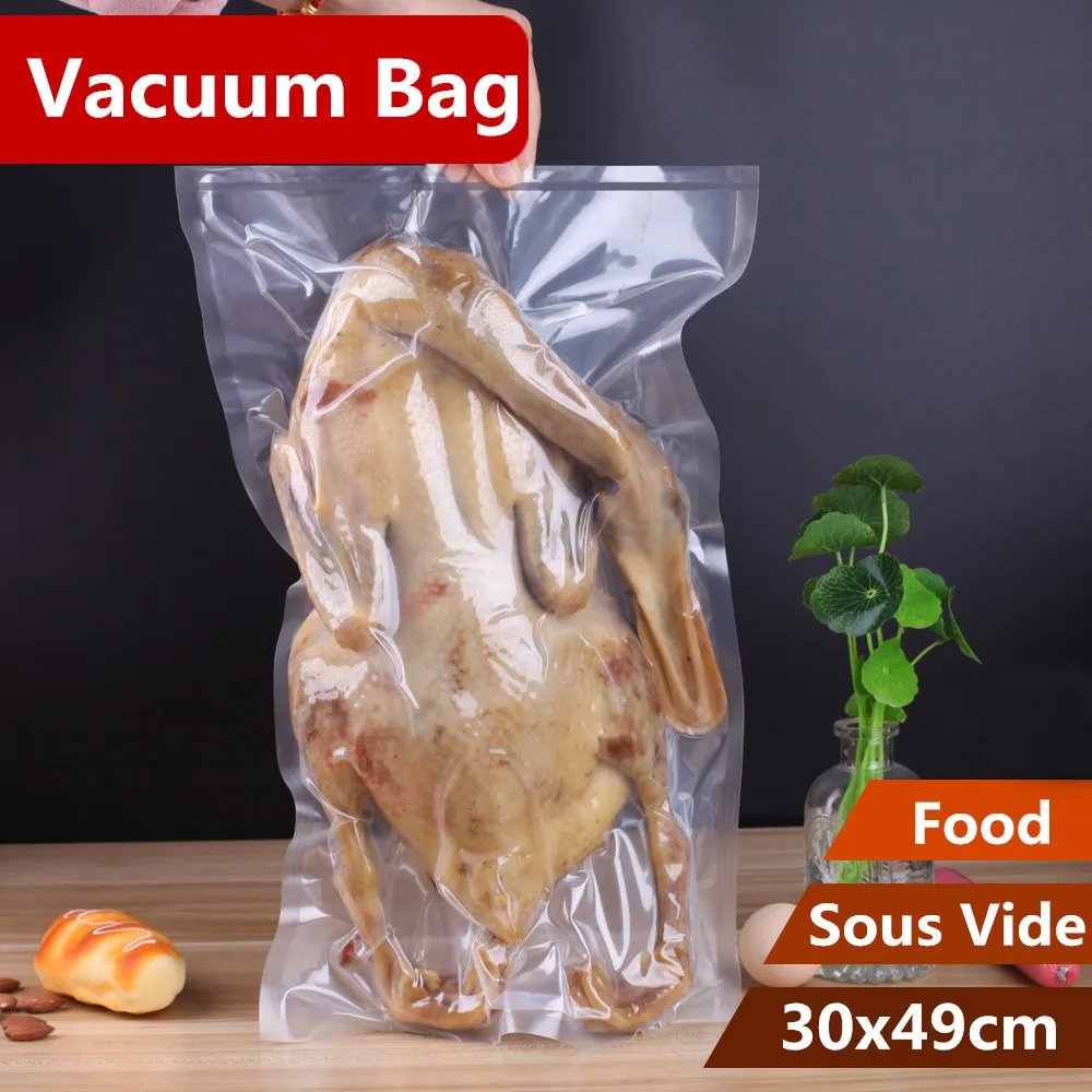 30x49cm 0.24mm vakuum nylon klart kokta matbesparare lagring Förpackningspåsar Kötttacks Hermetisk lagring Värmeförsegling Plastpaketpåse