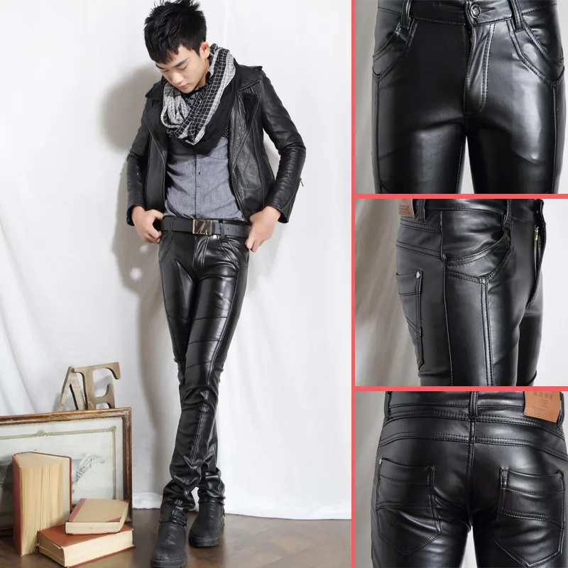 Pantalon Motard En Cuir Noir Pour Homme - Coupe Skinny, Doublé, Fabrication Artisanale