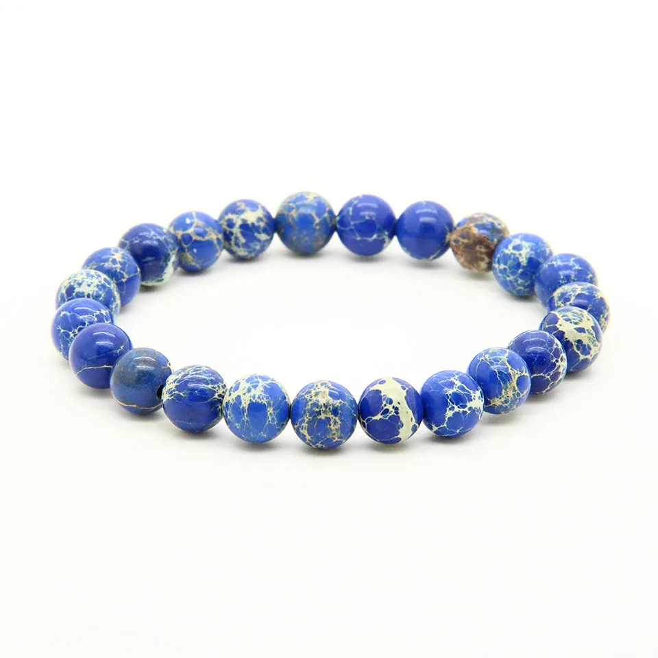 Großhandel Neue 10 teile/los Mix Farben 8mm Gute Qualität Blau, Rot, Schwarz, Türkis Meer Sediment Steine Energie paare Perlen Armbänder
