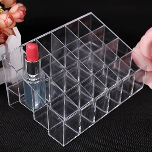 Wholesale- Clear Acrylic 24 Lipstick Holder Display Stand Cosmetic Organizer  Case