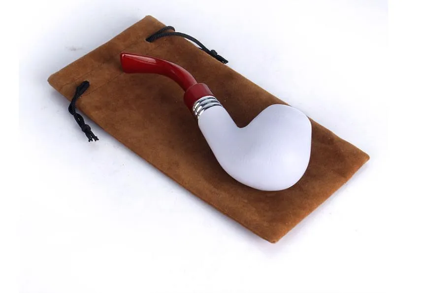 The White Jade Red Tail Holder Detachable Meerschaum Pipe