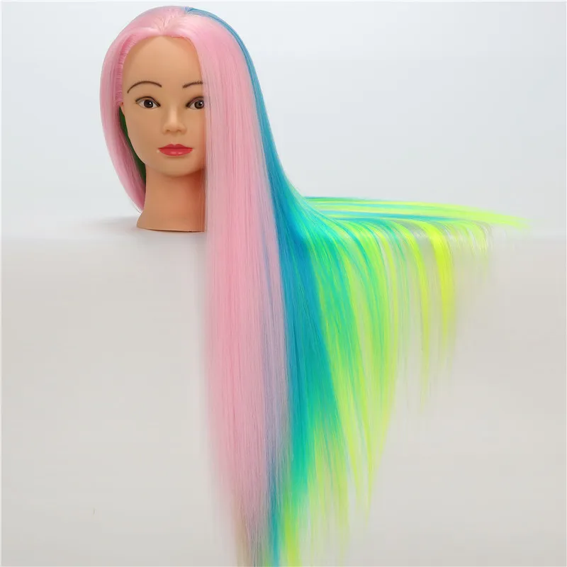 Colorful Mannequin Heads Synthetic Hair Training Mannequin Head For Makeup Hair Weight 200g 70CM