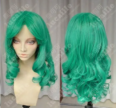 Wholesale free shipping>>>>Sailor Moon Sailor Neptune Long Green Cosplay Party Wig Hair