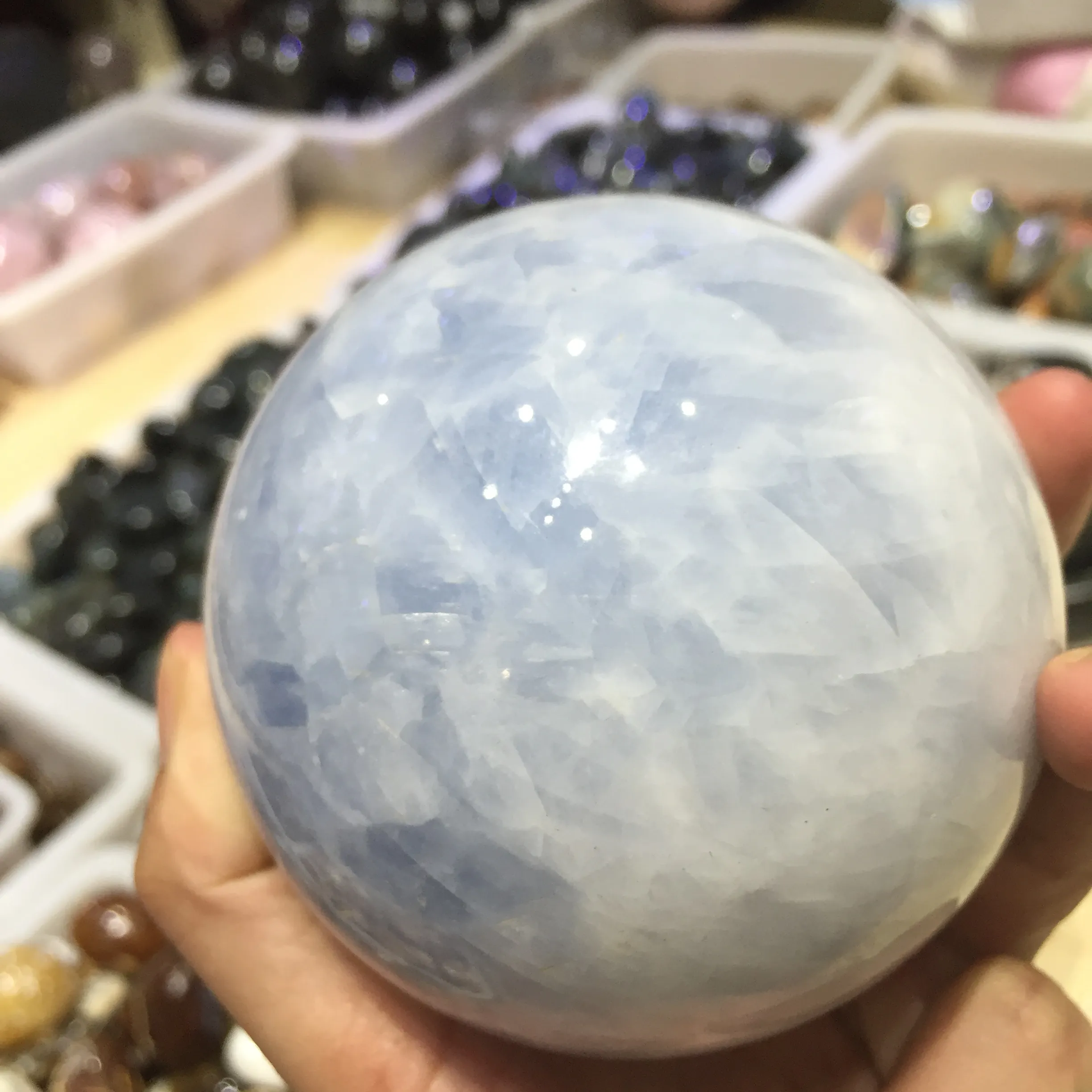 Natural Celestite Quartz Crystal Sphere Ball Healing 100% Natural Crystal By Handwork266u