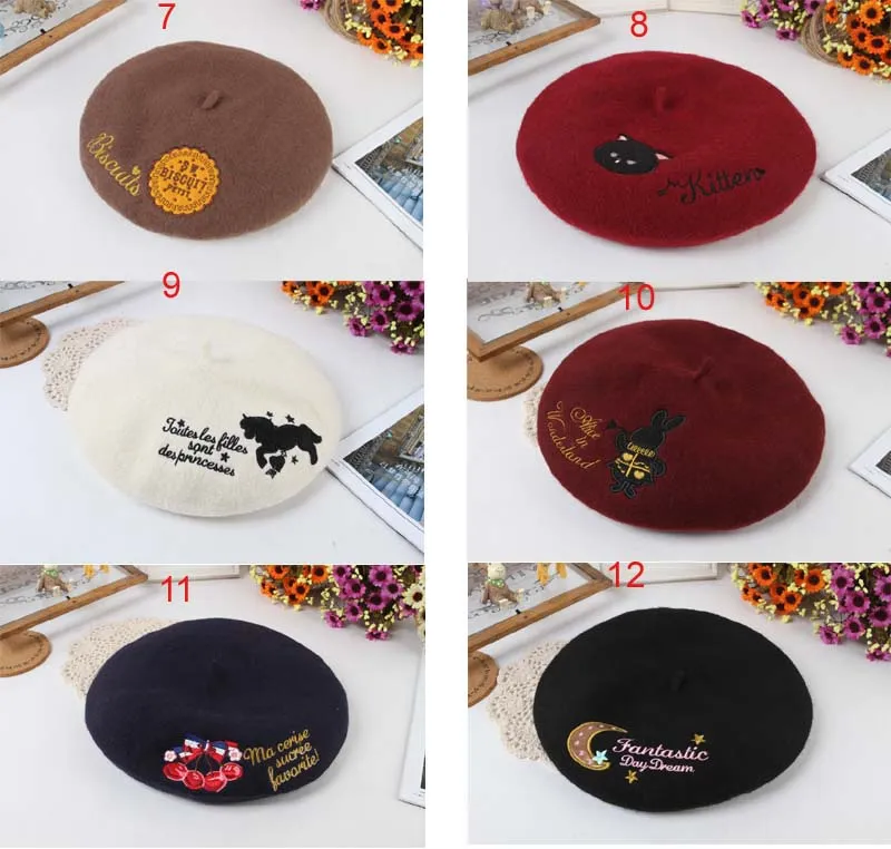新しい到着大人のキャンディーカラーの爆轟書の手紙動物の花の帽子すべてのマッチベレーター冬の暖かいウールキャップの帽子以上20色