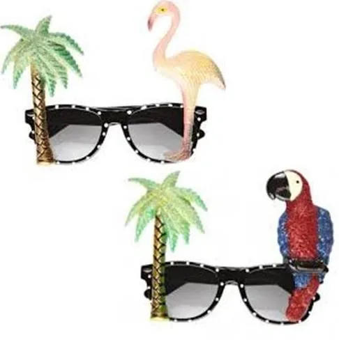 COCKTAIL Hawaiiaanse Flamingo Papegaai Bril Zonnebril Tropisch Strand BBQ Fancy Dress Hen Stage Party Props Nieuwigheid hete Zomervakantie brillen