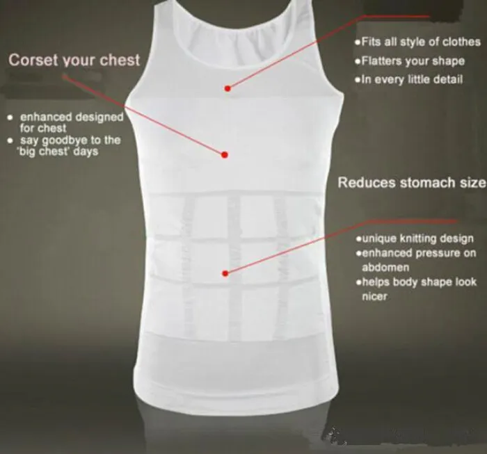 Mannen afslanken body shaper buik vettig ondergoed vest shirt korset compressie bodybuilding ondergoed1200N