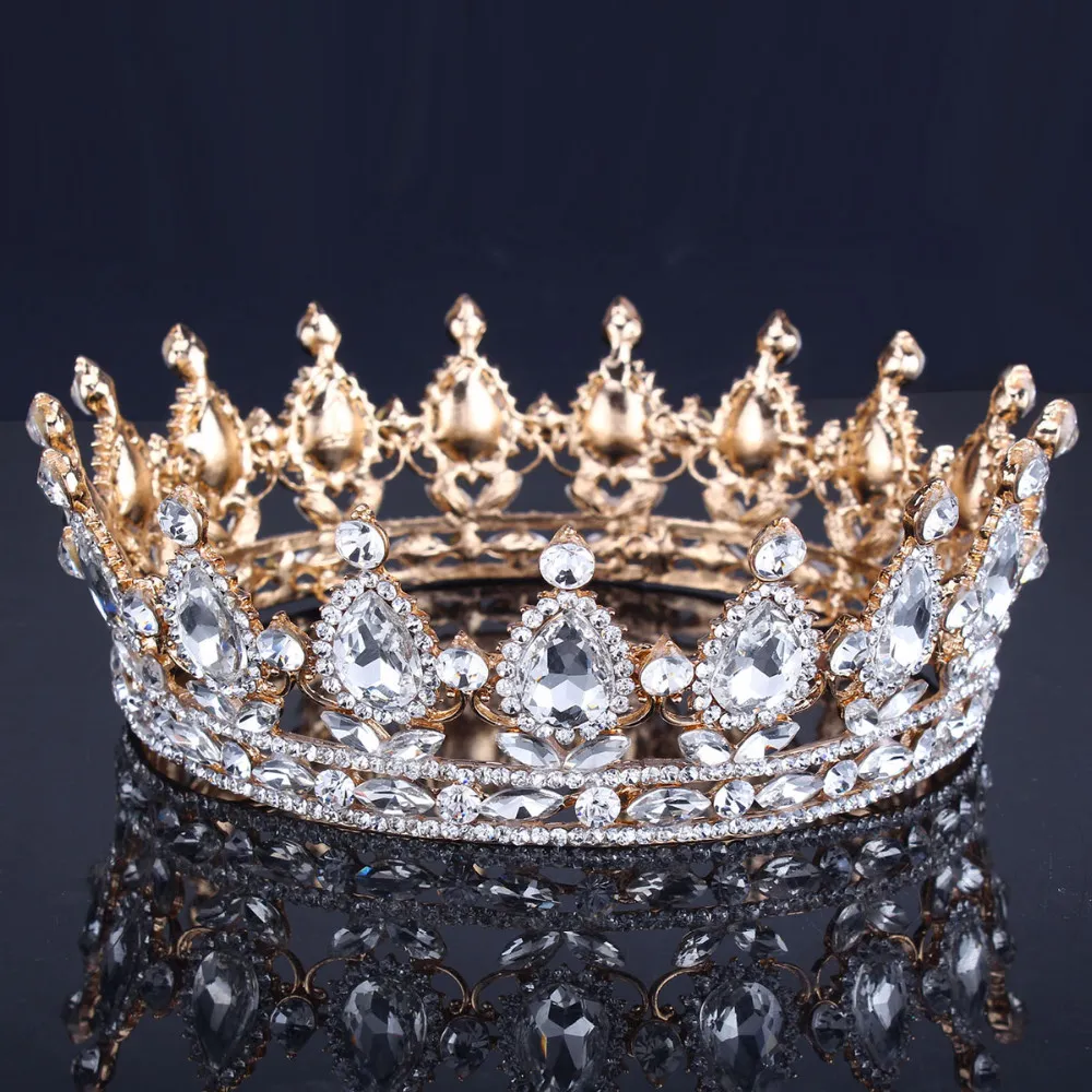 Винтажные барочные дизайны Royal King Queen Crown Crinestone Tiara Head Ювелирные изделия Quinceanera Crown Wedding Bride Tiaras Crowns Pageant