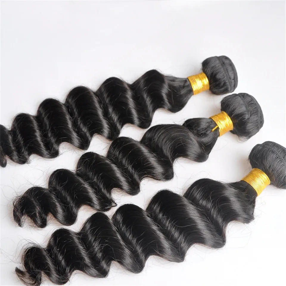 Indian Virgin Human Hair Loose Deep Wave Unprocessed Remy Hair Weaves Double Wefts 100g/Bundle 2bundleCan be Dyed Bleached