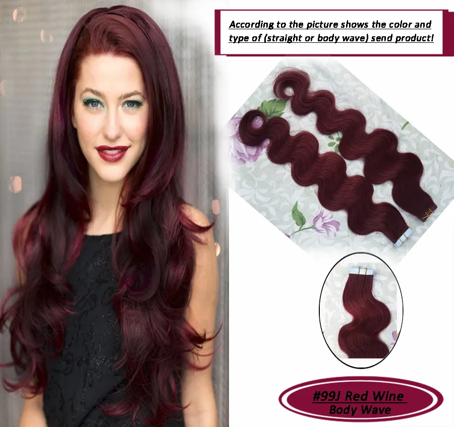 Remy Tape Hair Extensions 40 Opiece skóry wątku włosów 20 „22” cena fabryczna 100% ludzkie przedłużenie włosów fala ciała