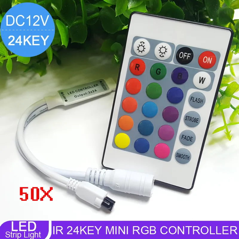 DC12V Mini 24 Schlüssel IR RGB Fernbedienung und IR Empfänger für 3528 5050 RGB LED Streifen Licht 50 teile/lose kostenloser Versand