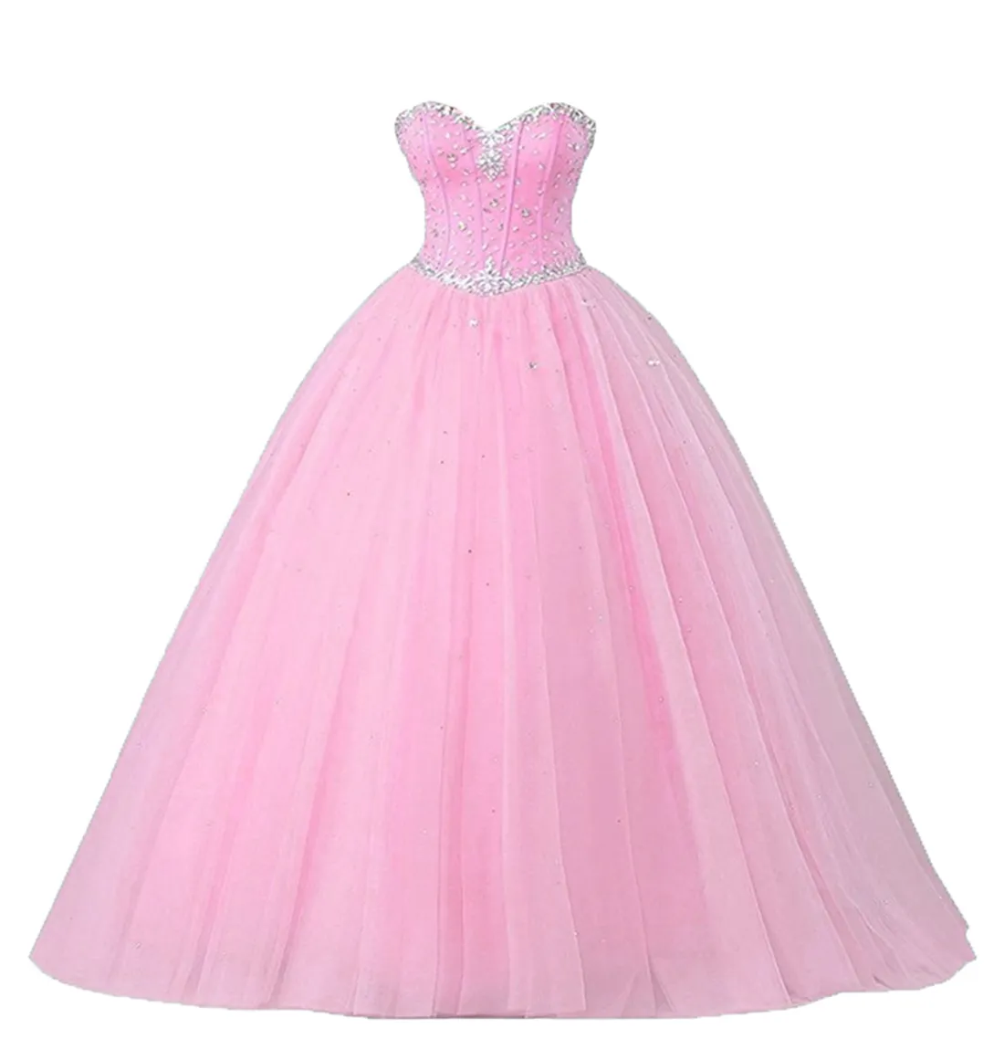 2021 Sexig rosa Coral Ball -klänning Quinceanera -klänningar med pärlor Sweet 16 klänning snörning av golvlängd avtagbar Vestido de Festa QC12194099