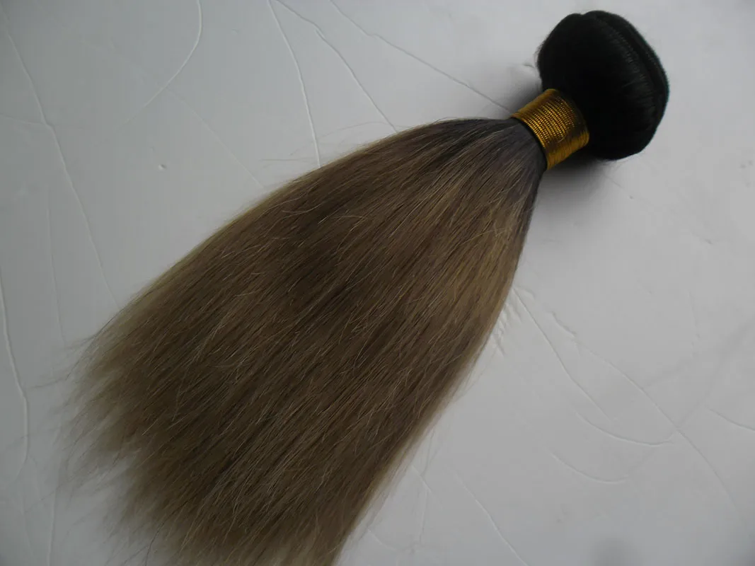 Fasci di capelli brasiliani vergini T1b / grigio Tessuto di capelli grigi lisci 1 pz Fasci di ombre di capelli umani di Remy Tessuto 100g