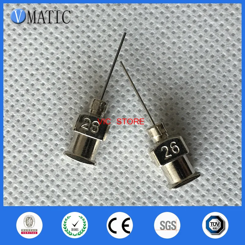 VMATIC Electronic Component 1/2 inch 26G All Metal Tips Blunt Stainless Steel Glue Dispensing Needles Syringe Needle Tips