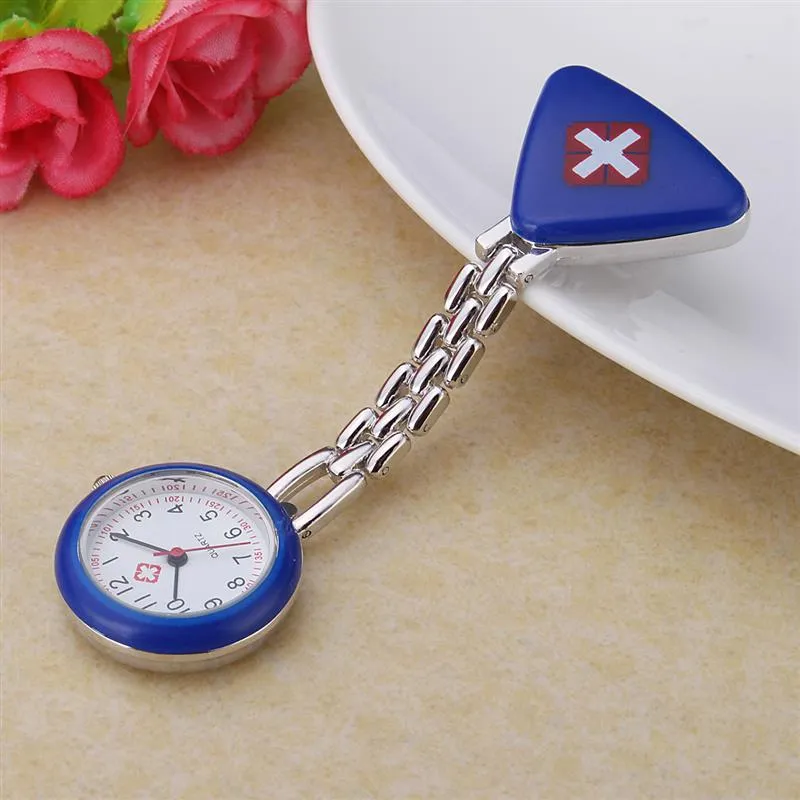 Cool Fashion Stainless Steel Nurse watch working watches Doctor colorfull triangle nurses cross Pattern Women Lovely Clock