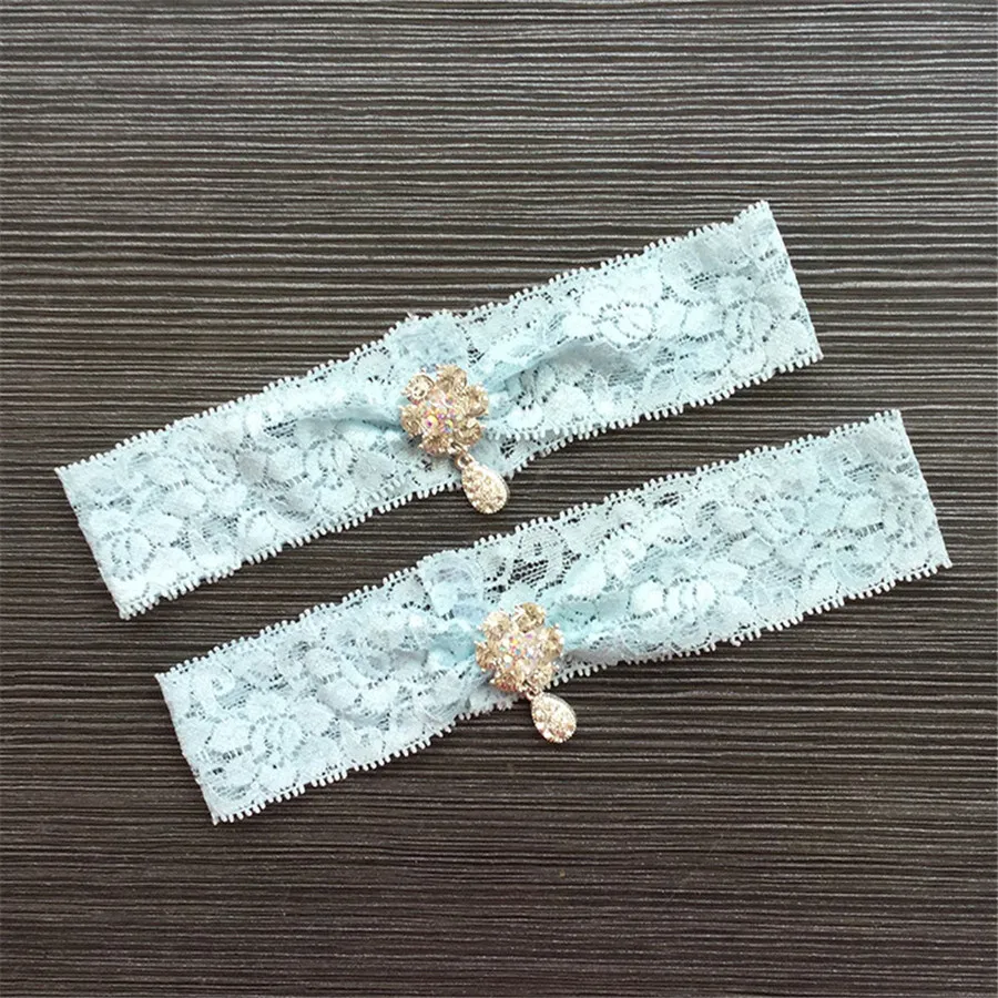 Women's Sexy Lingerie Garter Lace Belt Legs Ring Harness Wedding Bridal Leg Garters Heart Black/Blue with Crystal