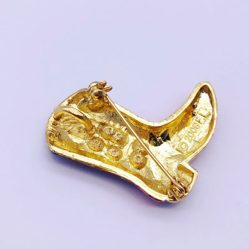 New Year Series Metal Drop Tape Drill Santa Claus Boots Dual-use Brooches Jewelry Gifts Christmas Decorative Brooches