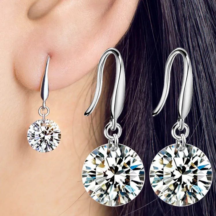 Orecchini da donna in argento Sterling 925, con zirconi scintillanti