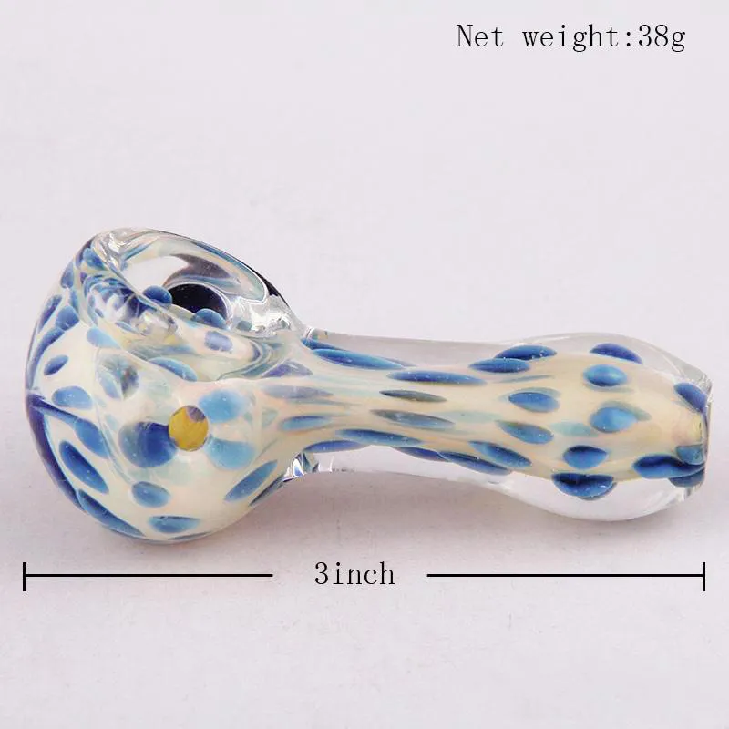 Blue Dots Style Glass Hand Pipes Mini Tobacco Pipe For Smoking Heady Herb Burner
