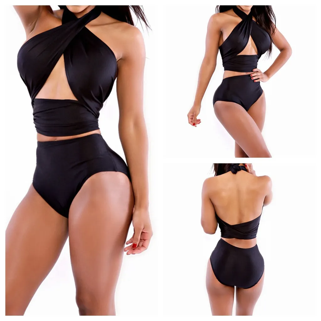 Neue Sommer Sexy Solide Frauen Tankninis Schwimmen Anzug Wrap Brust Bh Trennt Badeanzug Bademode Bikini Badeanzug Größe S-XL